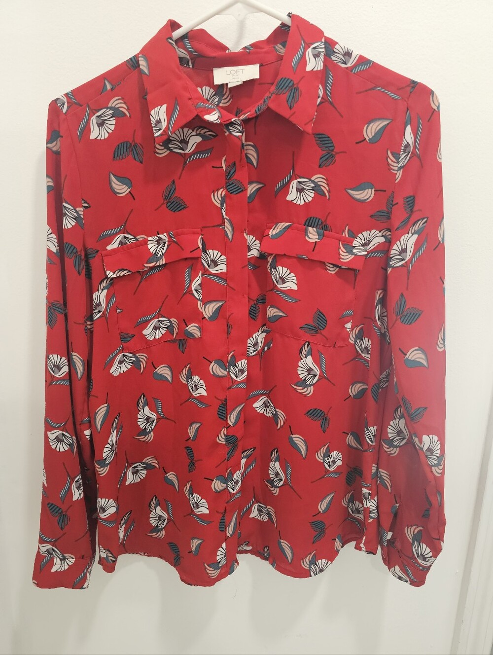 Loft‎ Outlet Women's Floral Long-Sleeves Button-Down Shirt Size M P